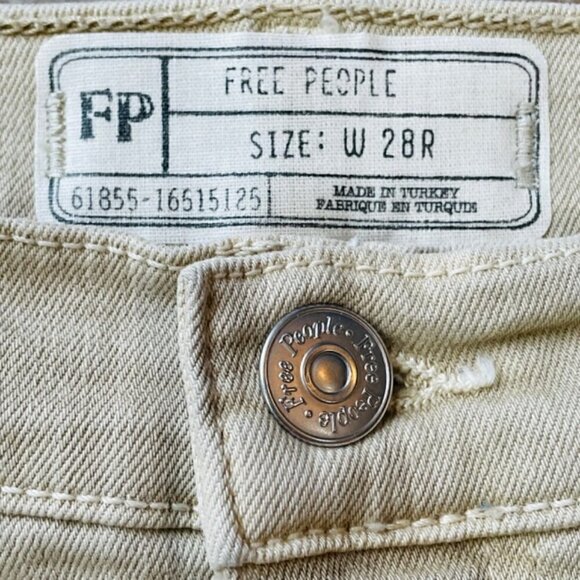 FREE PEOPLE High-Rise Khaki Ripped Knee Jeans, Size 28 - NWT - Picture 8 of 9